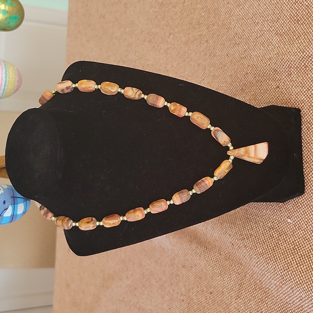 Venus Jasper stone beats necklace.